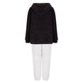 thumbnail image 4 of UAMVSH 2 Piece Fuzzy Fleece Hoodie Outfits for Women Plus Size Warm Hooded Pullover and Pant Plush Pajama Sets Winter Loungewear(MediumBlack 1), 4 of 7