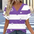 thumbnail image 2 of Sexlip Women's Top V-Neck Short Sleeve Loose Fit Comfortable Wear Daily Wear Essential Durable Quality Fashion Forward Purple XXL, 2 of 6