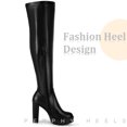 thumbnail image 4 of DARING DIVA Women's Platform Chunky Heels Over the Knee High Boots Black 8, 4 of 5