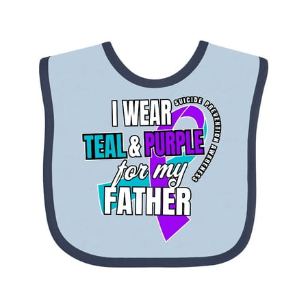 

Inktastic Suicide Prevention I Wear Teal and Purple for My Father Gift Baby Boy or Baby Girl Bib