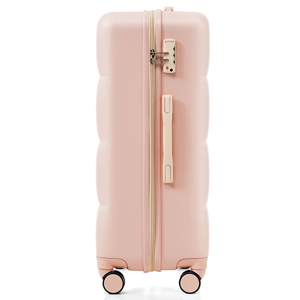DECMAY 3-Piece ABS Luggage Set with Spinner Wheels and Cup Holder, Airline Carry-On Approved
