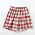 thumbnail image 2 of cfhntfmh Men's Plaid Shorts Elastic Waist Pj Bottoms with Pockets Soft Comfy Pajama Shorts Cotton Lounge Sleepwear, 2 of 3
