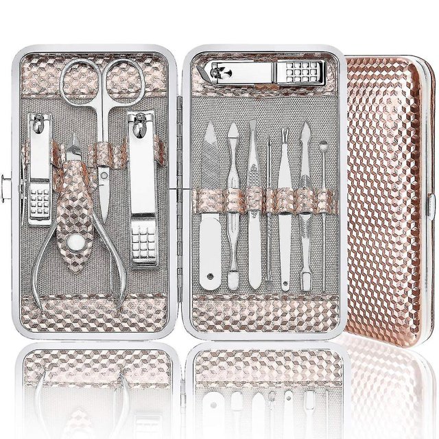 Manicure Set Professional Nail Clippers Set, 12pcs (rose Gold)
