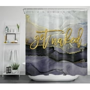 HVEST Get Naked Shower Curtain for Bathroom Decor,Marble Shower Curtain with Hooks Set,Abstract Lines Water Ripple Polyester Waterproof Durable Fabric Bath Accessories,72x78 Inches
