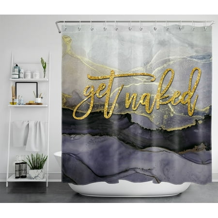 HVEST Get Naked Shower Curtain for Bathroom Decor,Marble Shower Curtain with Hooks Set,Abstract Lines Water Ripple Polyester Waterproof Durable Fabric Bath Accessories,72x78 Inches