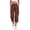 Brown, variant on Womens Solid Elastic Drawstring High Waist Cargo Capri Pants Button Zip Closure Side Split Hem Multi Functional Pockets Relaxed Fit Mid Calf Utility Cropped Trousers
