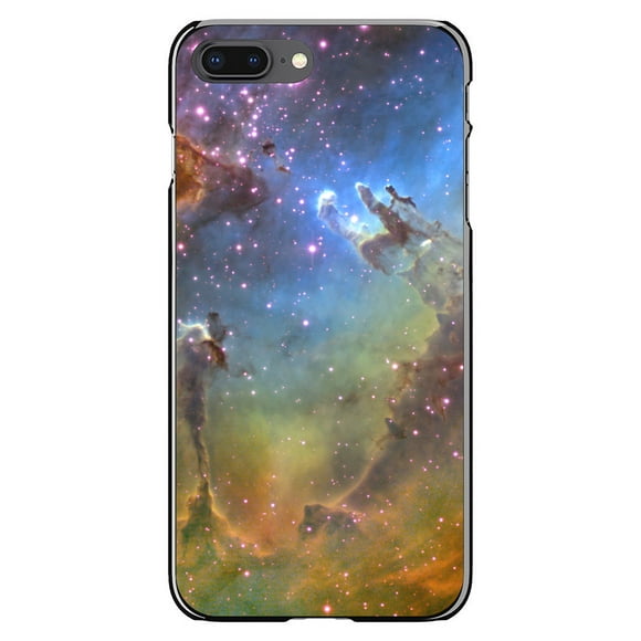 DistinctInk Case for iPhone 7 PLUS / 8 PLUS (5.5" Screen) - Custom Ultra Slim Thin Hard Black Plastic Cover - Eagle Nebula Orange Blue - Show Your Love of Astronomy