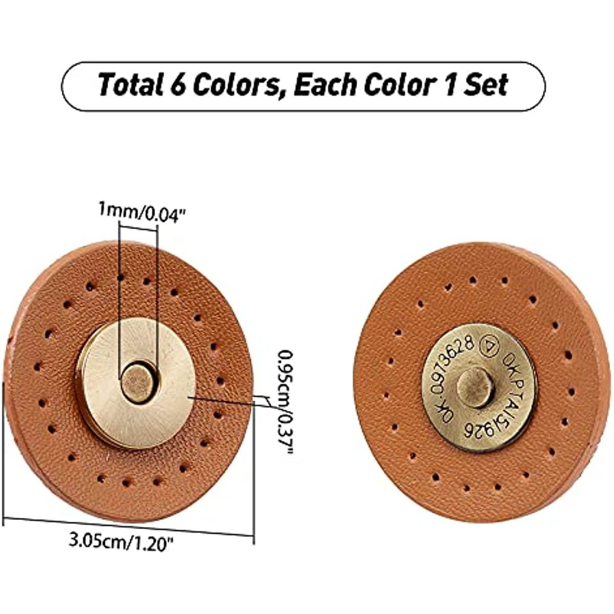 6Sets PU Leather Magnetic Snap for Purses Round Magnetic Bag Fastener Clasp  30mm Sewing Button with Storage Box 
