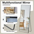 thumbnail image 4 of Full Length Mirror with Stand, 71 "* 31.4" Solid Wood Frame Floor Mirror, Full-Body Wall Mounted Mirror for Bedroom Entrance, Clothing Store, Free Standing, Black, 4 of 7