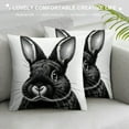 thumbnail image 3 of JEUXUS Black Rabbit Animal Print Throw Pillow Cover Short Plush Pillowcase White, 3 of 5