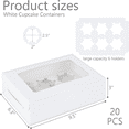thumbnail image 6 of Livease 20Pcs Cupcake Boxes 6 Count, White Cupcake Containers with Window and Inserts, 6 of 8