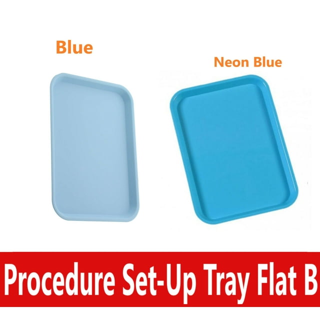 Dental Procedure Set-Up Trays Flat B (Ritter) 13½" x 9⅝" x ⅞", Autoclavable Tray, Neon Blue