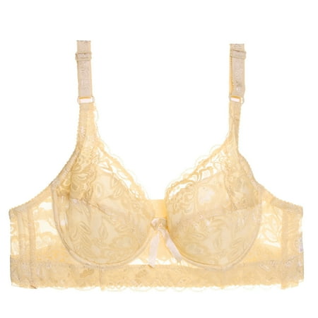

CAICJ98 Lingerie for Women Womens Lace Gathered Bra Straps Cup Underwear (no Underwire) Sports Bra with Padding (Beige 75D)