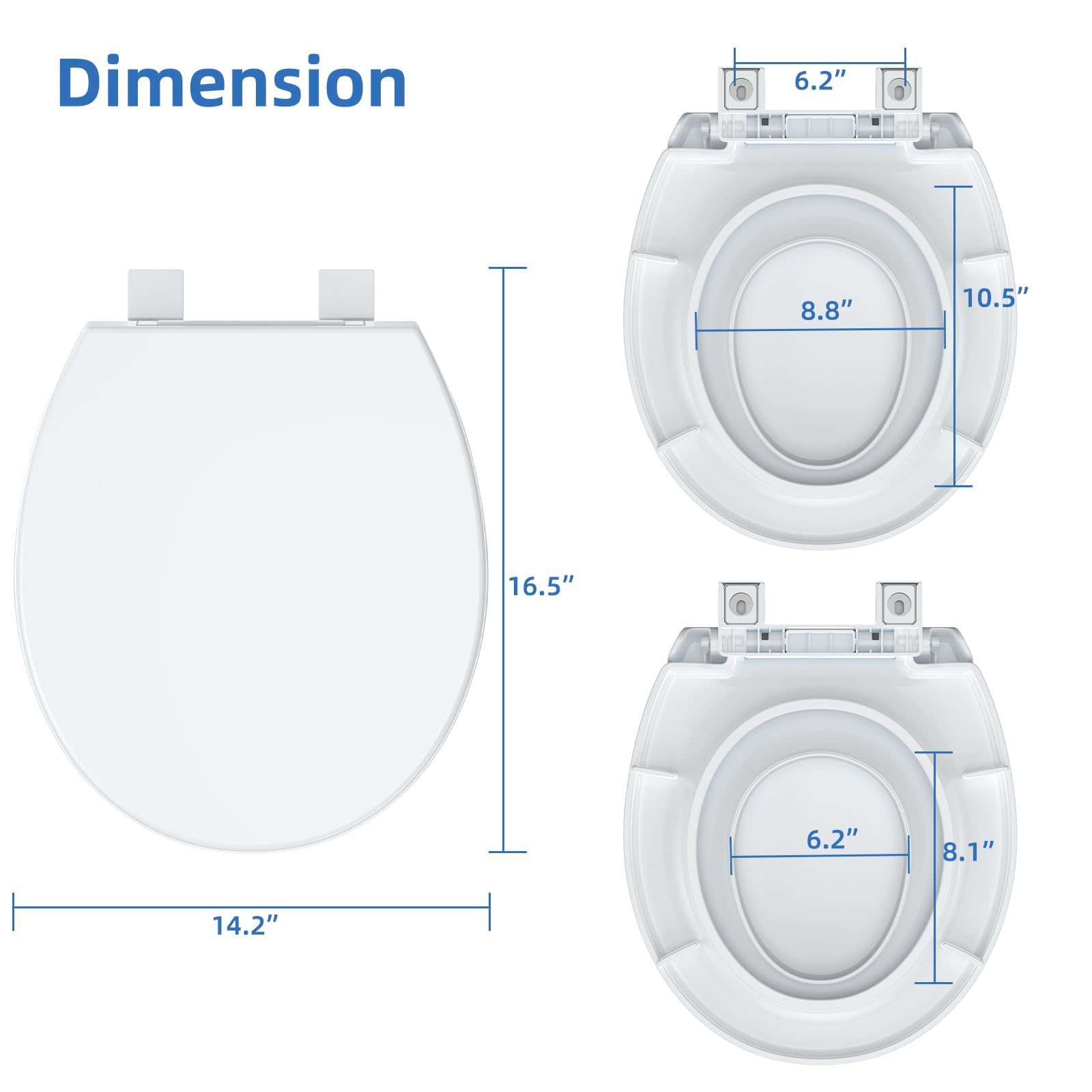 Round Soft-Close Toilet Seat with Built-in Toddler Potty Training Seat – Easy Installation, Durable & Quiet Close, Fits Adult & Child, Includes Quick-Detach Hinges