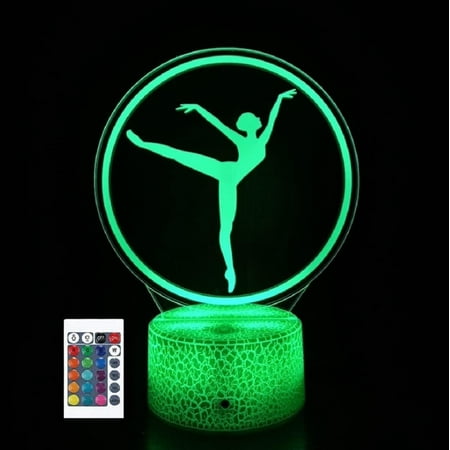 

YSTIAN 3D Ballet Remote Control 16 Color Night Lights Illusion Acrylic LED Table Bedside Lamp Children Bedroom Desk Decor Birthday Christmas Gift Toy for Kids