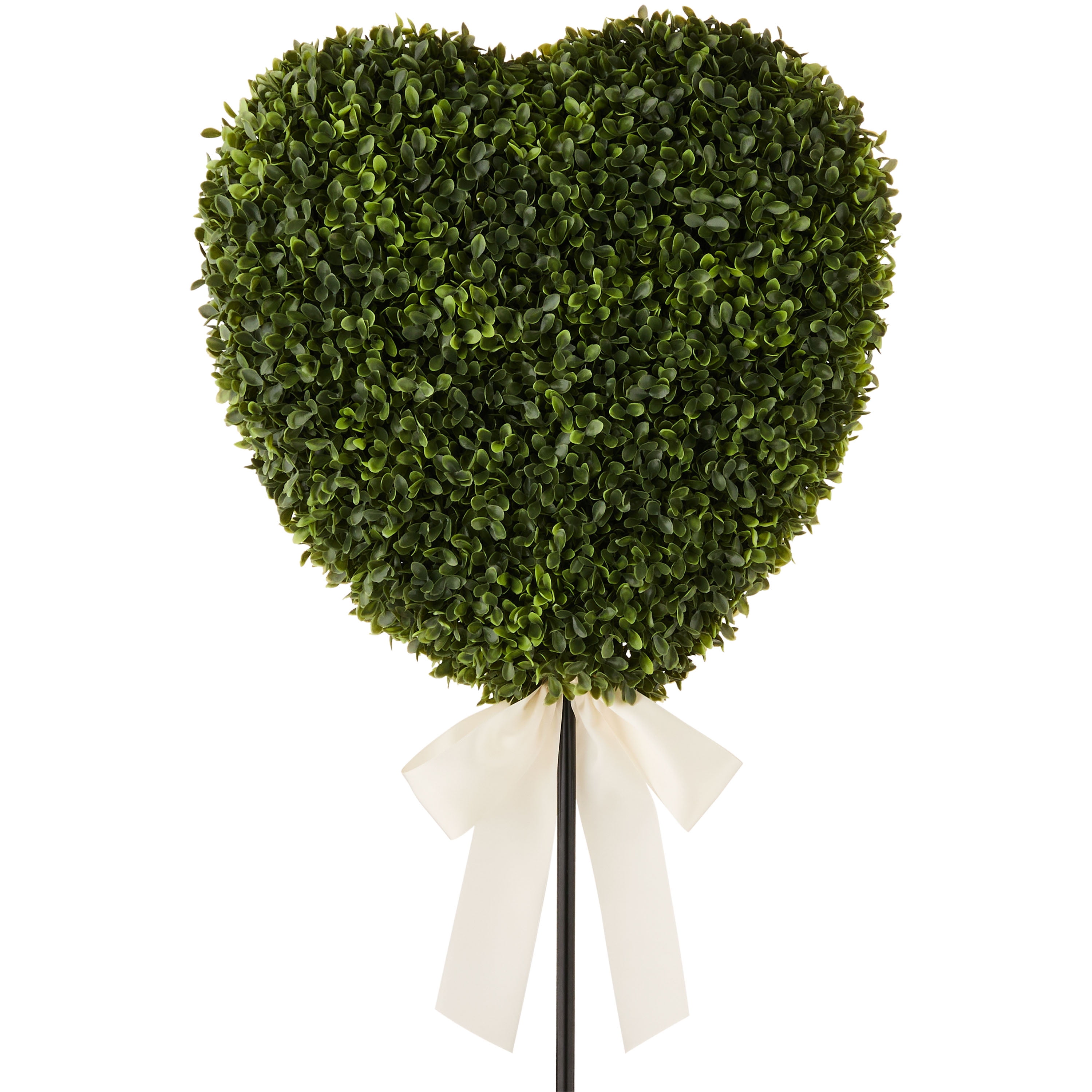 Boxwood Heart with Bow Topiary, Green and White, 32", Valentine's Day by My Texas House