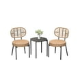 thumbnail image 1 of 3-Piece All-Weather Wicker Bistro Set,2 Rattan Chairs + Tempered-Glass Table, Compact Outdoor Dining Furniture for Garden, Backyard, Balcony & Apartment, 1 of 7