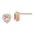 thumbnail image 2 of Sterling Silver Rose-plated Pink & White Crystal Heart Post Stud Earrings, 2 of 3