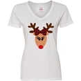 thumbnail image 3 of Inktastic Cute Girl Reindeer with Buffalo Plaid Bow Women's V-Neck T-Shirt, 3 of 5