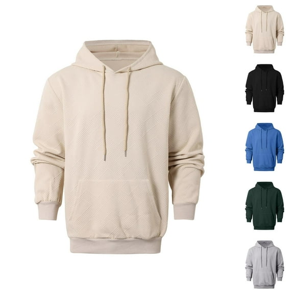 Mens Hoodies Pullover 2025 Fall Winter Long Sleeve Oversized Plain Hoodie with Pockets Hooded Sweatshirt