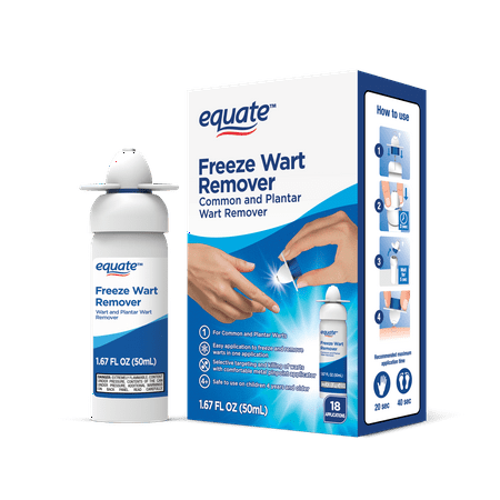 Equate Freeze Wart Remover, 1.6 fl oz w/ Precision Metal Tip Applicator, Use on Common & Plantar Warts