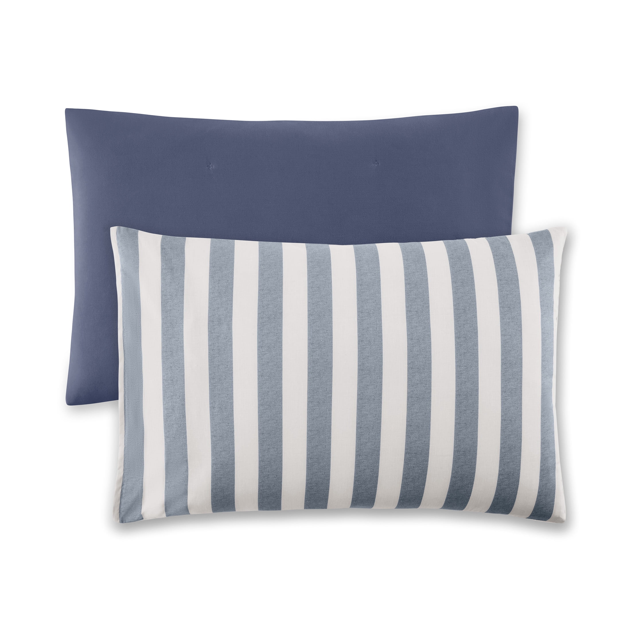 Beautiful Striped Starry Night Blue Velvet Reversible Sham Set, King, 2-Piece by Drew Barrymore
