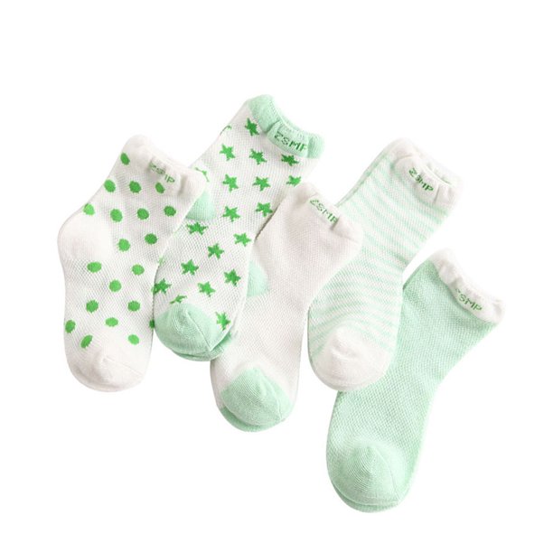 5 pares de calcetines de bebé calcetines de algodón elásticos transpirables impresos finos FleinngHoz JD709735697