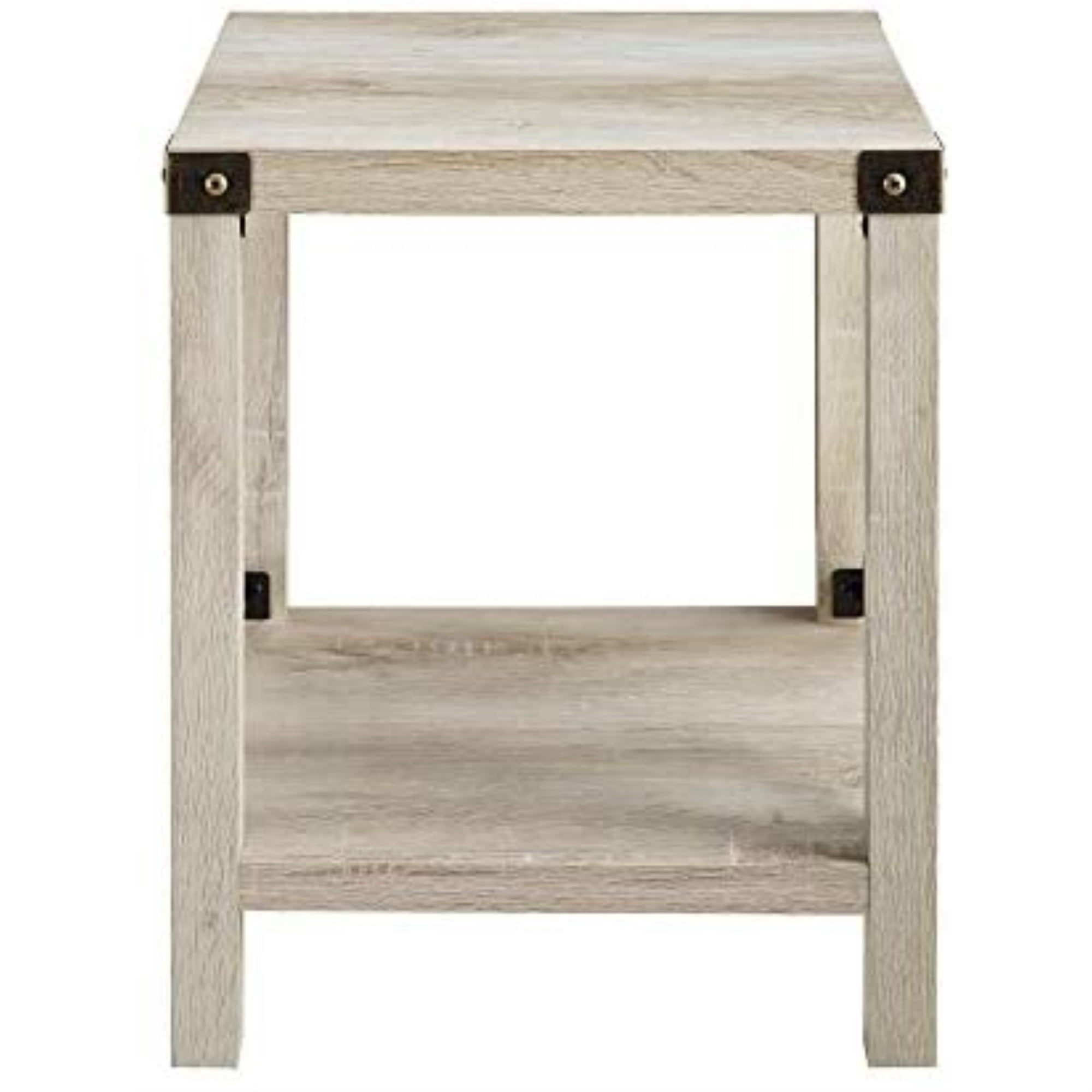 Walker Edison AF18MXSTWO Metal X Rustic Wood Side Table White Oak