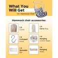 thumbnail image 3 of Hammock Chair with Waterproof Cover – 500lb Capacity, Steel Spreader Bar & Anti-Slip Rings – Indoor/Outdoor Hanging Chair (57x45.5 in), 3 of 8