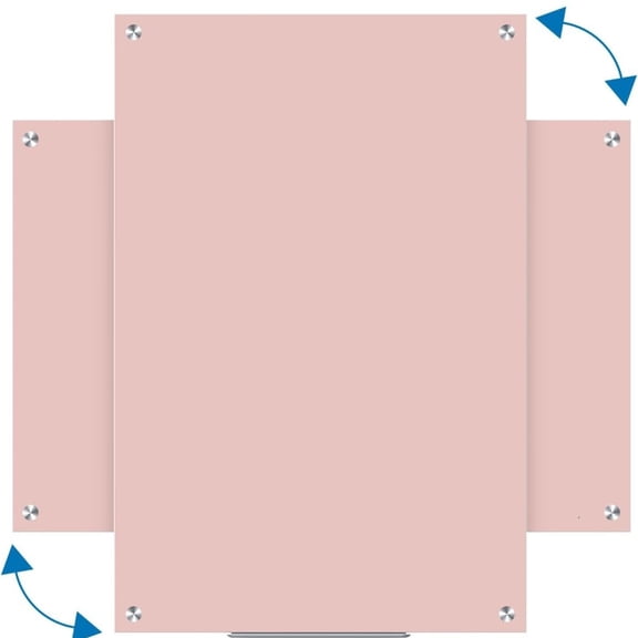 36 x 24 Inches Wall Mounted Magnetic Whiteboard, Large Frameless Glass White Board for Office, Home & School, Pink