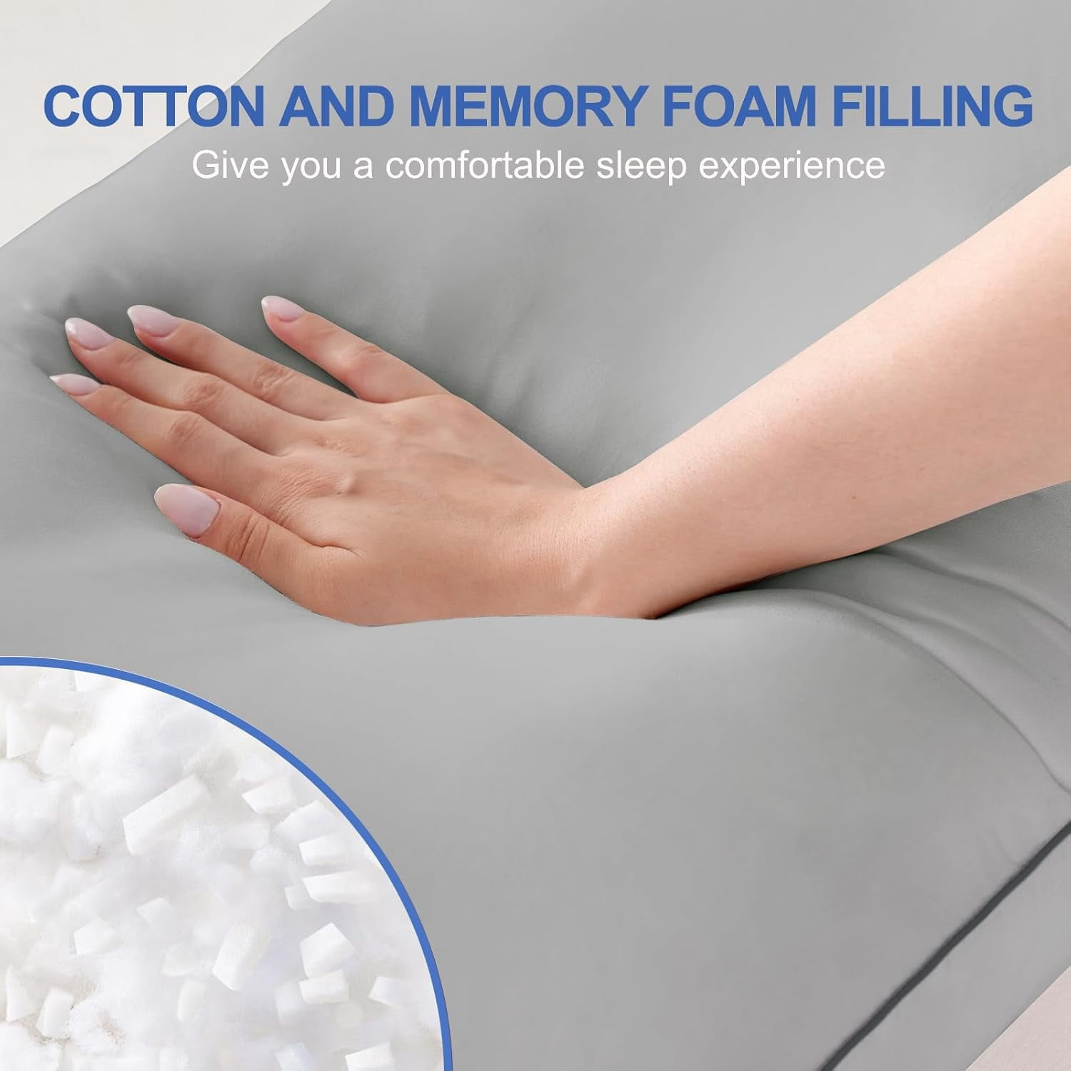 Memory Foam Body Pillow Insert - Full Body Pillow for Adults - Soft Large Long Bed Pillow for Side Sleeper