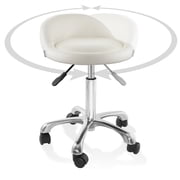 Saloniture Rolling Hydraulic Salon Stool with Low Backrest - Adjustable Swivel Chair for Spa, Shop, Salon, Massage, or Medical Office, Cream
