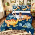 thumbnail image 3 of meiyoeat Navy Watercolor Cute Dinosaur Full Size Comforter Sets for Kids Girls Boys, Kawaii Animal Bedding Comforter Set, Blue, Blue Reversible, 3 Pieces, 1 Comforter and 2 Pillowcases, 3 of 6