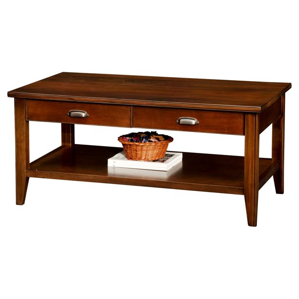 Leick Laurent Two Drawer Solid Wood Coffee Table in Chocolate Cherry