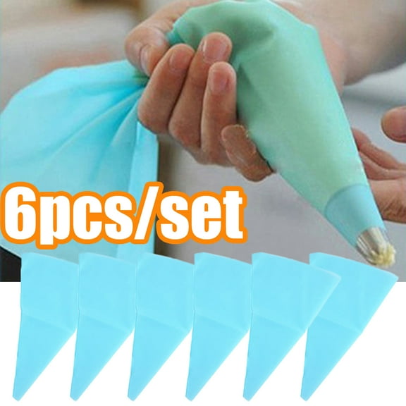 Vnanda 6 Packs House Silicone Pastry Bags Set,Silicone Pastry Bags Reusable Icing Piping Bags Cake Decorating Bags Baking Cookie Cake Decoration Pastry Bags Set