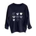 thumbnail image 7 of ibuvkizy Womens Sweatshirts Valentines Day!Women's Round Neck Lover's Love Print Sweatshirt Long Sleeved Pullover Top/shirt Navy,L, 7 of 7