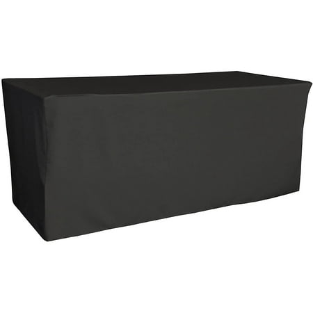 

AK-Trading 6 Feet Fitted Polyester Tablecloth for Weddings Trade Shows Events - 72 Length x 30 Wide x 30 Tall - Black