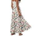 thumbnail image 6 of vigerkar Women's Summer Boho Floral Maxi Skirts High Waisted Flowy Swing Beach Long Skirt with Pockets 2025 Beige, S, 6 of 6