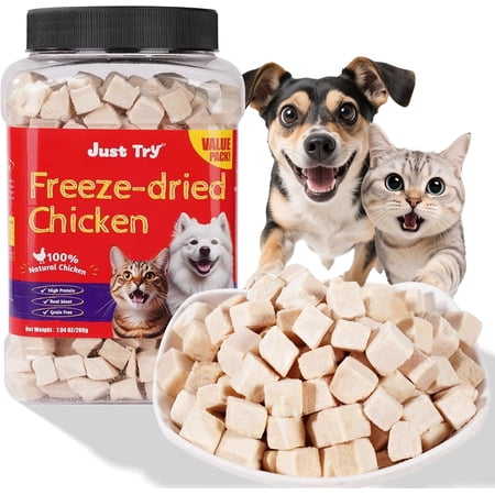7.05 oz Freeze Dried Chicken Cat & Dog Treats Food Topper Raw Single Ingredient High Protein Grain Free Healthy Dog Training Treats
