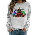thumbnail image 2 of Uootdi Christmas Long Sleeve Sweatshirt for Women Funny Holiday Xmas Tree Graphic Pullover Gift Top Fashion Merry Holiday Light weight Shirt, 2 of 3