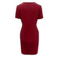thumbnail image 3 of Hinvhai Plus Size Dress for Women Clearance Women Solid Pockets Sleeveless Above Knee Dress Red 6(M), 3 of 7