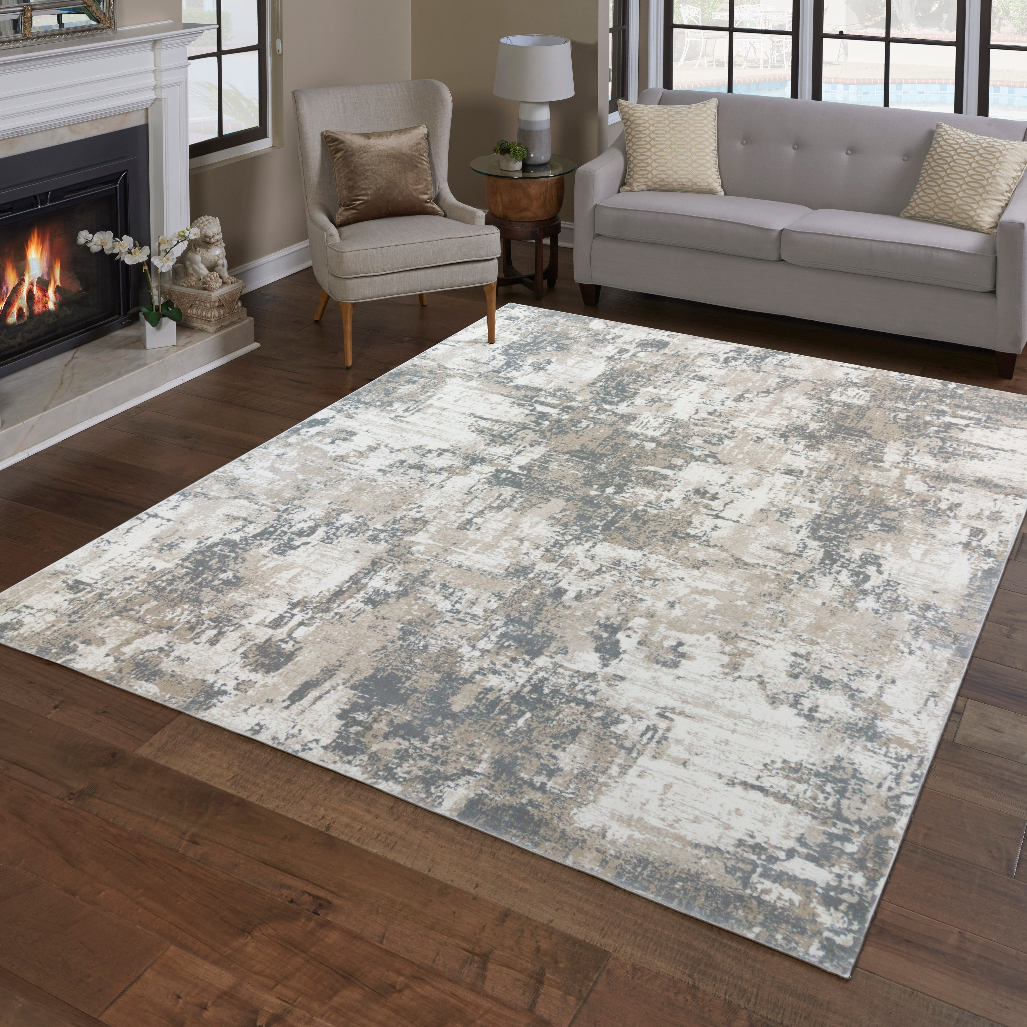 Gertmenian Majestic Omari Modern Abstract Gray Indoor Area Rug, 6x9