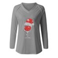 thumbnail image 4 of Pntutb moda mujer casual cuello en V copa de vino blusa estampada manga larga camiseta otoño tops Pntutb Pntutb-6527, 4 of 4