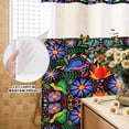 thumbnail image 2 of No Hook Shower Curtain with Built-in Rings - Boho Mexican Texture Washable Waterproof Fabric Bathroom Curtains for Hotel,Rentals, 60 X 72 Inch Long , Abstract Floral Bird Multicolor, 2 of 9