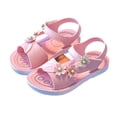 thumbnail image 5 of FINALGANG Kids Girls Open Toe Sandals With Butterfly Flower Appliques Pearl Accent Adjustable Hook And Loop Strap Soft Sole Shoes For Summer Daily Play Pink 9-9.5 Years, 5 of 5