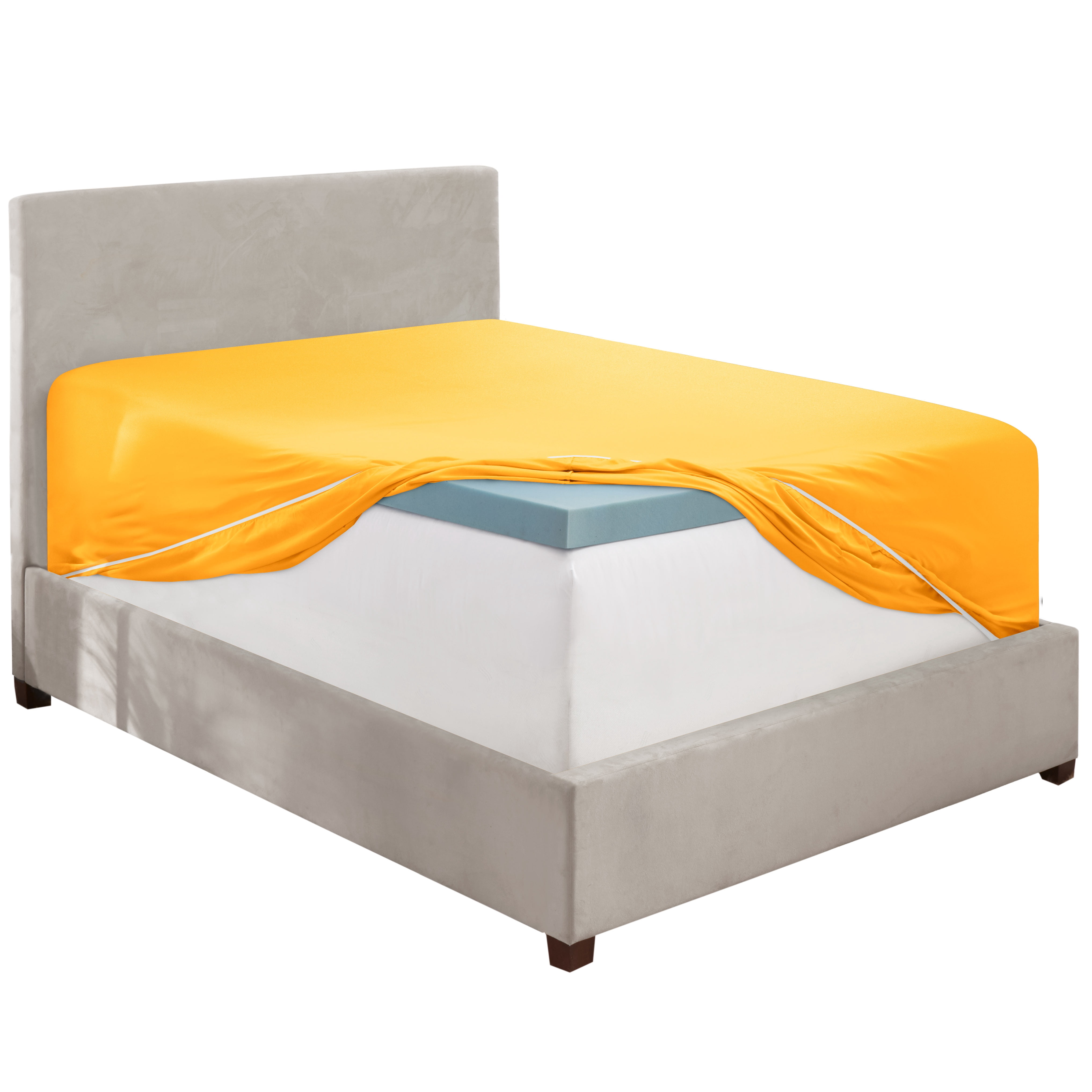 Premium 1800 Collection 18" - 21" Extra Deep Pocket Fitted Sheet, Fits High Profile Mattresses with Toppers, Double Brushed Soft Microfiber, Hypoallergenic, Full Size - Yellow