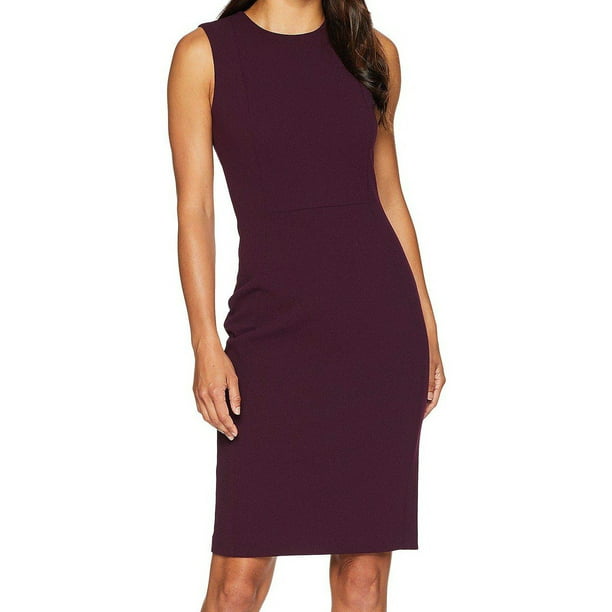 Calvin Klein Women's Dress Plum Purple Size 12 Sheath Aubergine Crepe -  