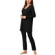 thumbnail image 2 of Pijama de punto para mujer Ropa de dormir casual Pantalones Shrug Cardigan 3ps Lounge Set Medium Black, 2 of 5