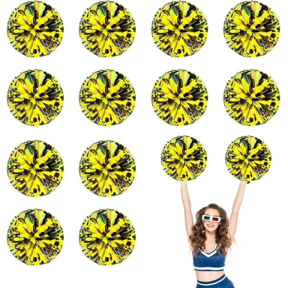 12 PCS Cheerleading Poms, 13.8inch Sports Dance for Sports Team Spirit Cheering with Finger Rings