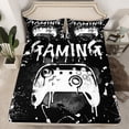 thumbnail image 2 of King Size Gaming Sheet Set Gamer Bed Sheets Video Game Room Decor,Gamepad Controller Gaming Bed Set Teens,White and Black Tie Dye Top Sheet, 2 of 5